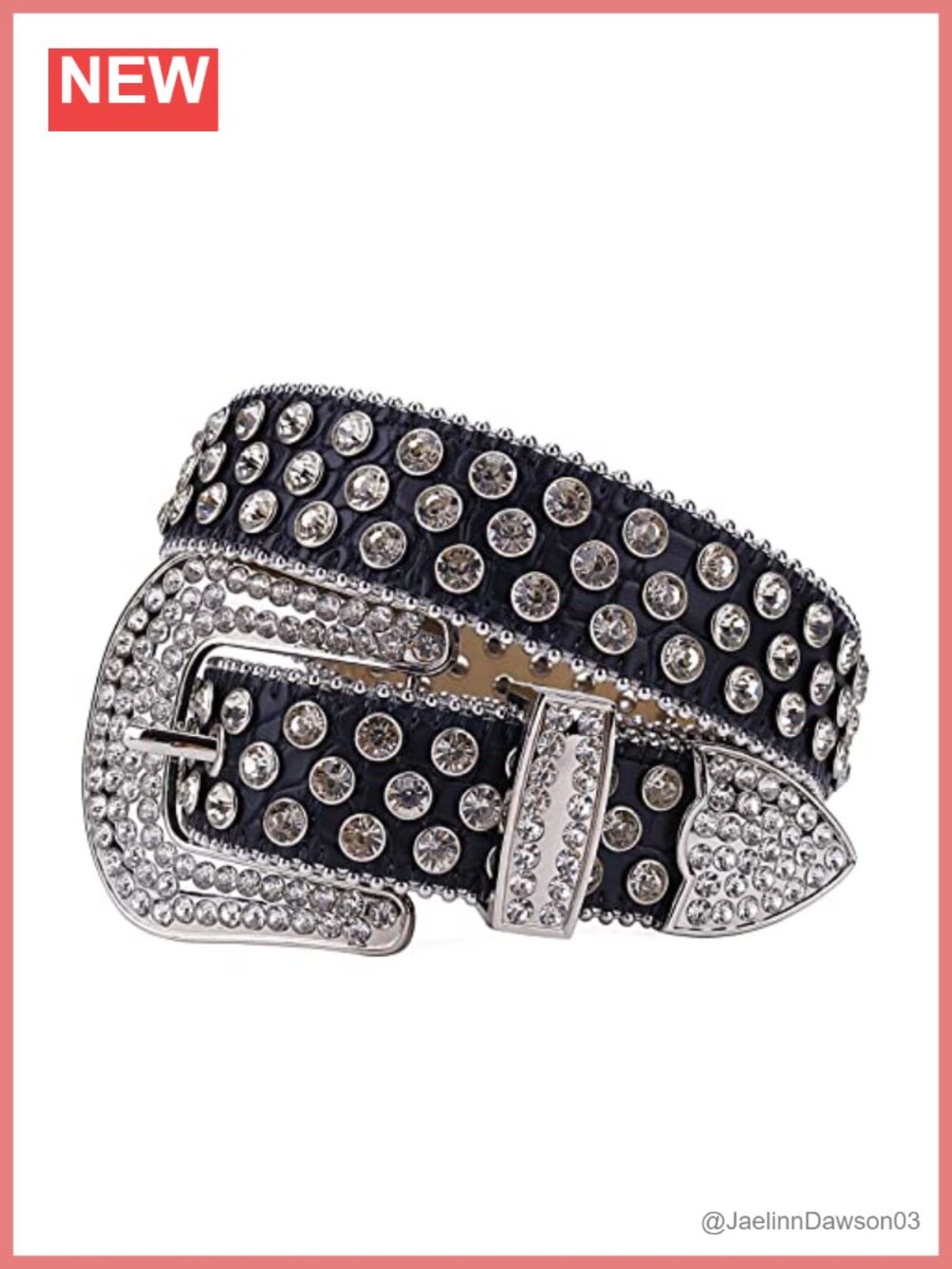 Western Rhinestone Studded Faux Leather Belt Buckle Women Accessory